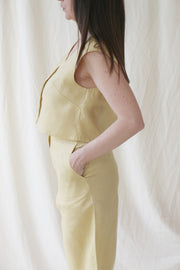 Yellow Sira Linen Vest - Made to Order