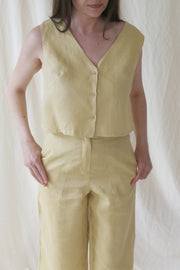 Yellow Sira Linen Vest - Made to Order