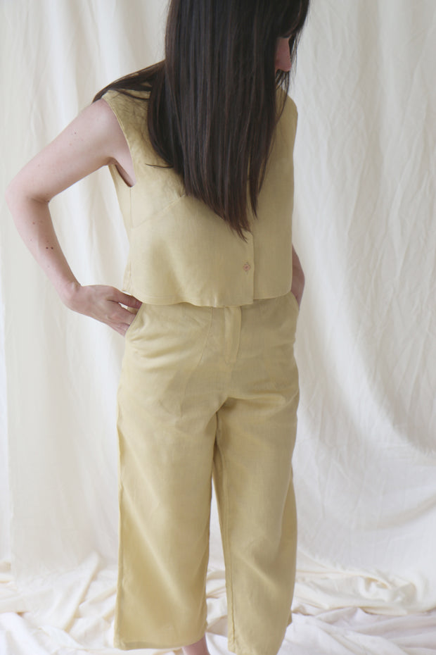 Yellow Lena Linen Trousers - Made to Order