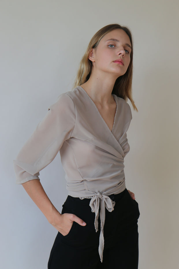 Valentina Pale Olive Wrap Blouse