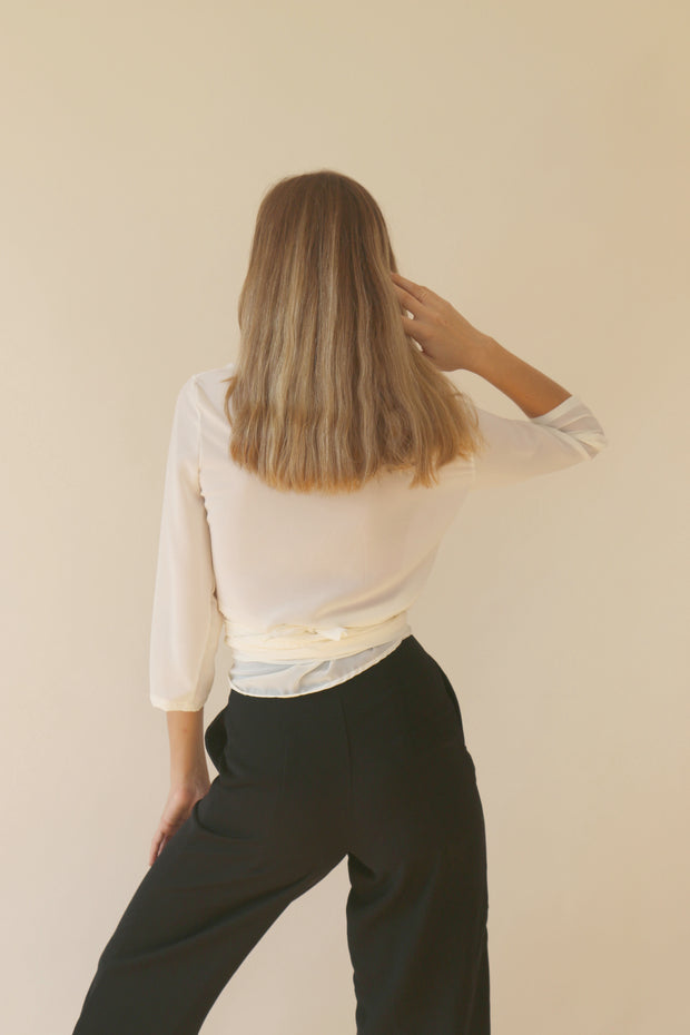 Valentina White Wrap Blouse